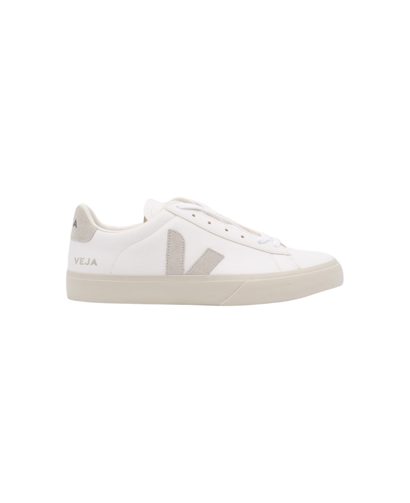 Veja White And Beige Faux Leather Campo Sneakers - EXTRA-WHITE_NATURAL-SUEDE