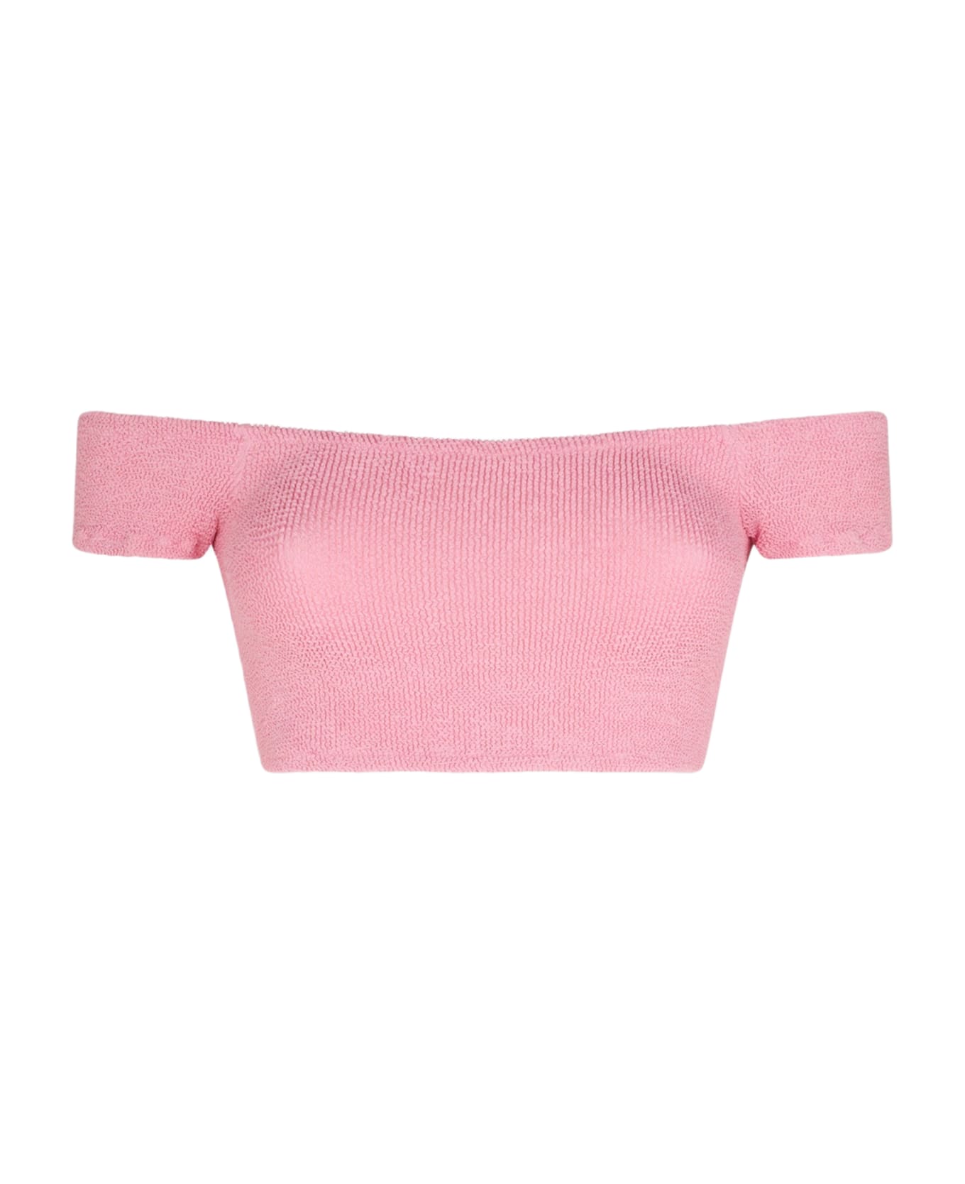 MC2 Saint Barth Woman Crinkle Wide Shoulder Strap Top Swimsuit - PINK トップス