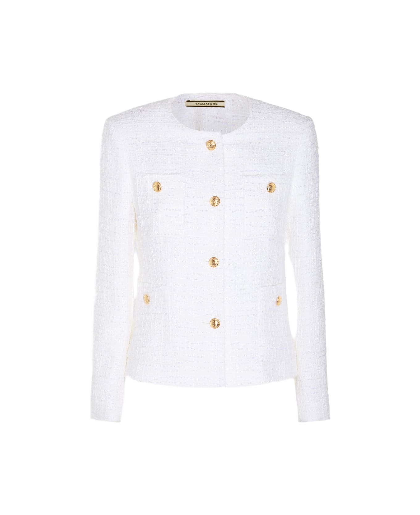 Tagliatore White Cotton Casual Jacket - White