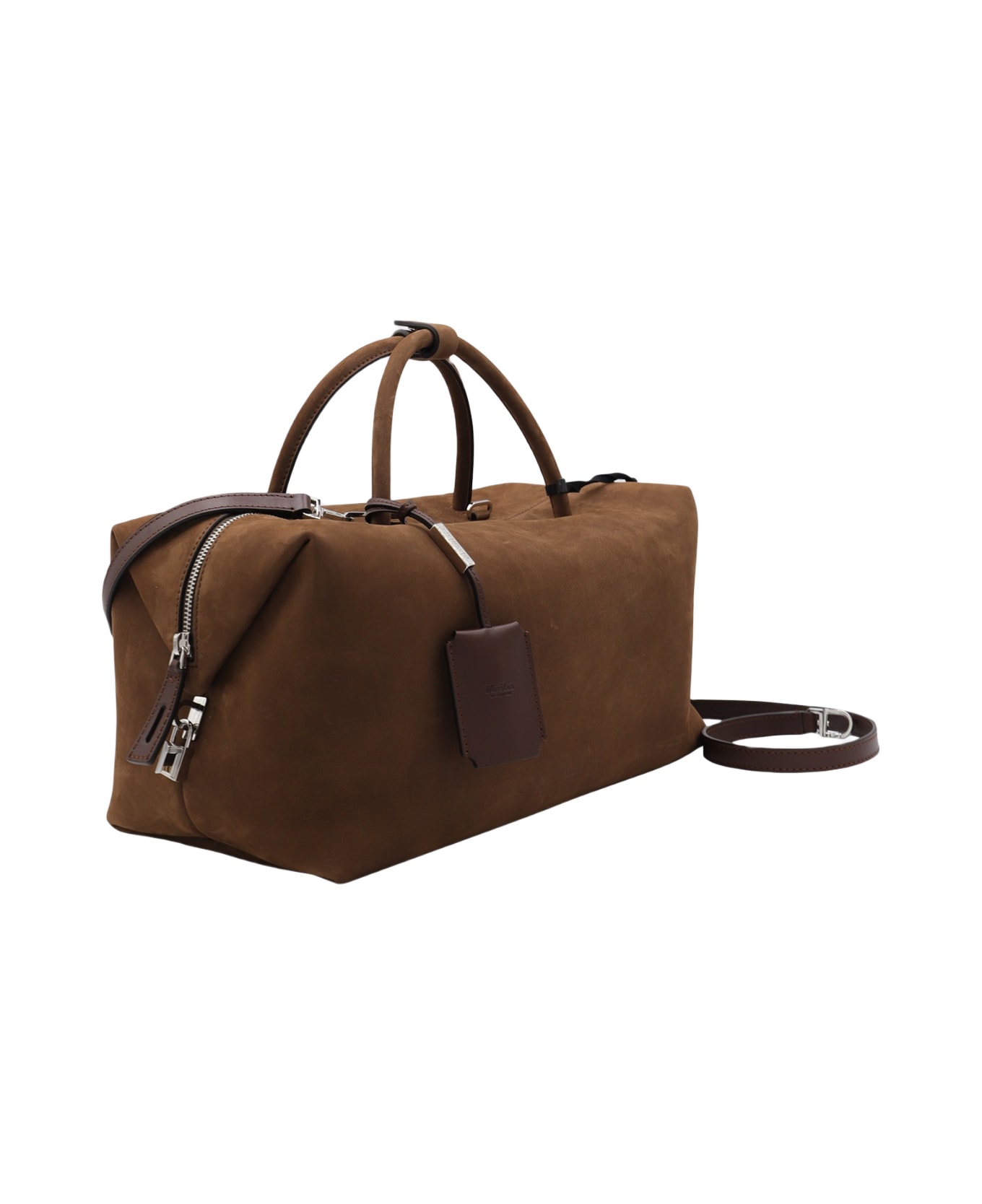 Max Mara Brown Old Suede Leather Top Handle Bag - Castagna