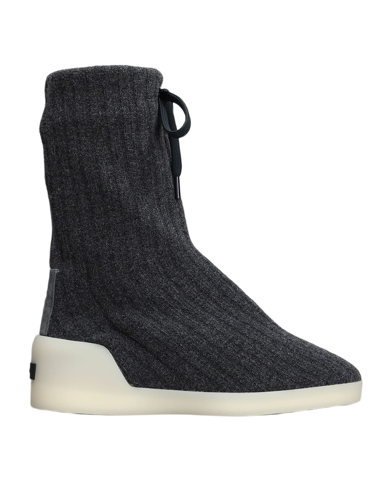 Fear of God Moc Knit High Ankle Boots In Black Wool - black