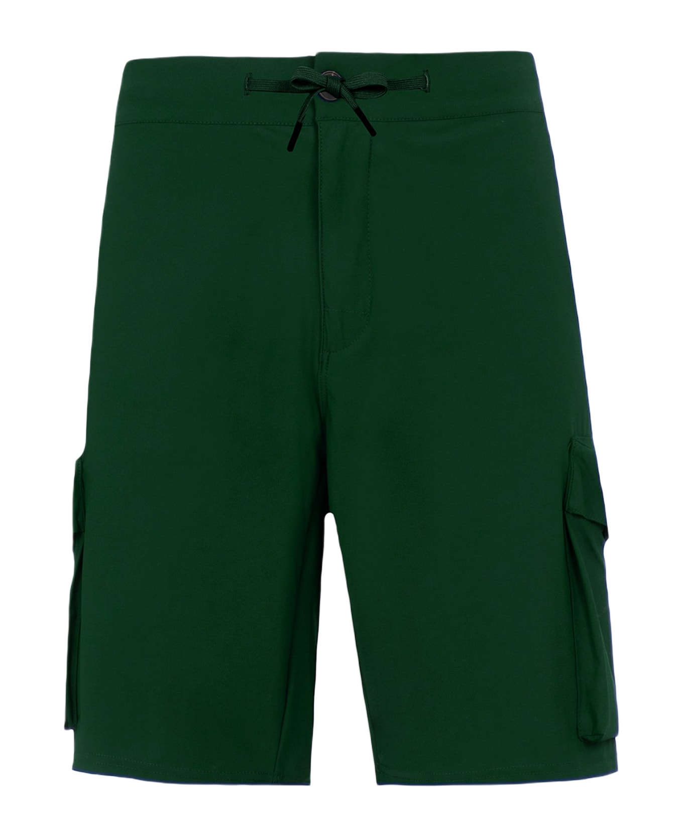 MC2 Saint Barth Military Green Technic Fabric Bermuda Shorts Deck - GREEN