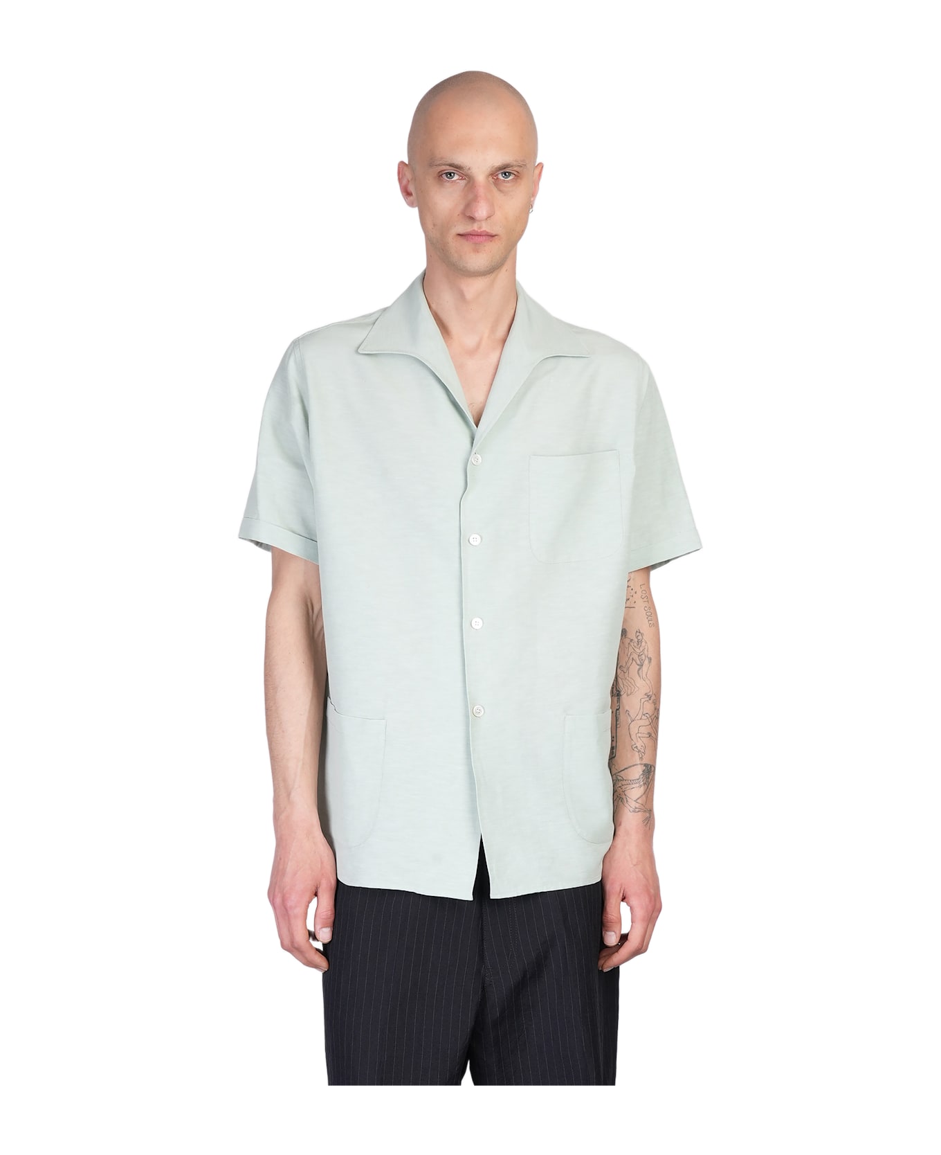 Maison Margiela Shirt In Green Linen - green