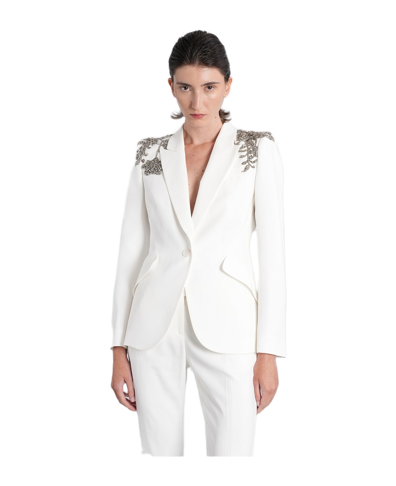 Alexander McQueen Blazer In White Viscose - white