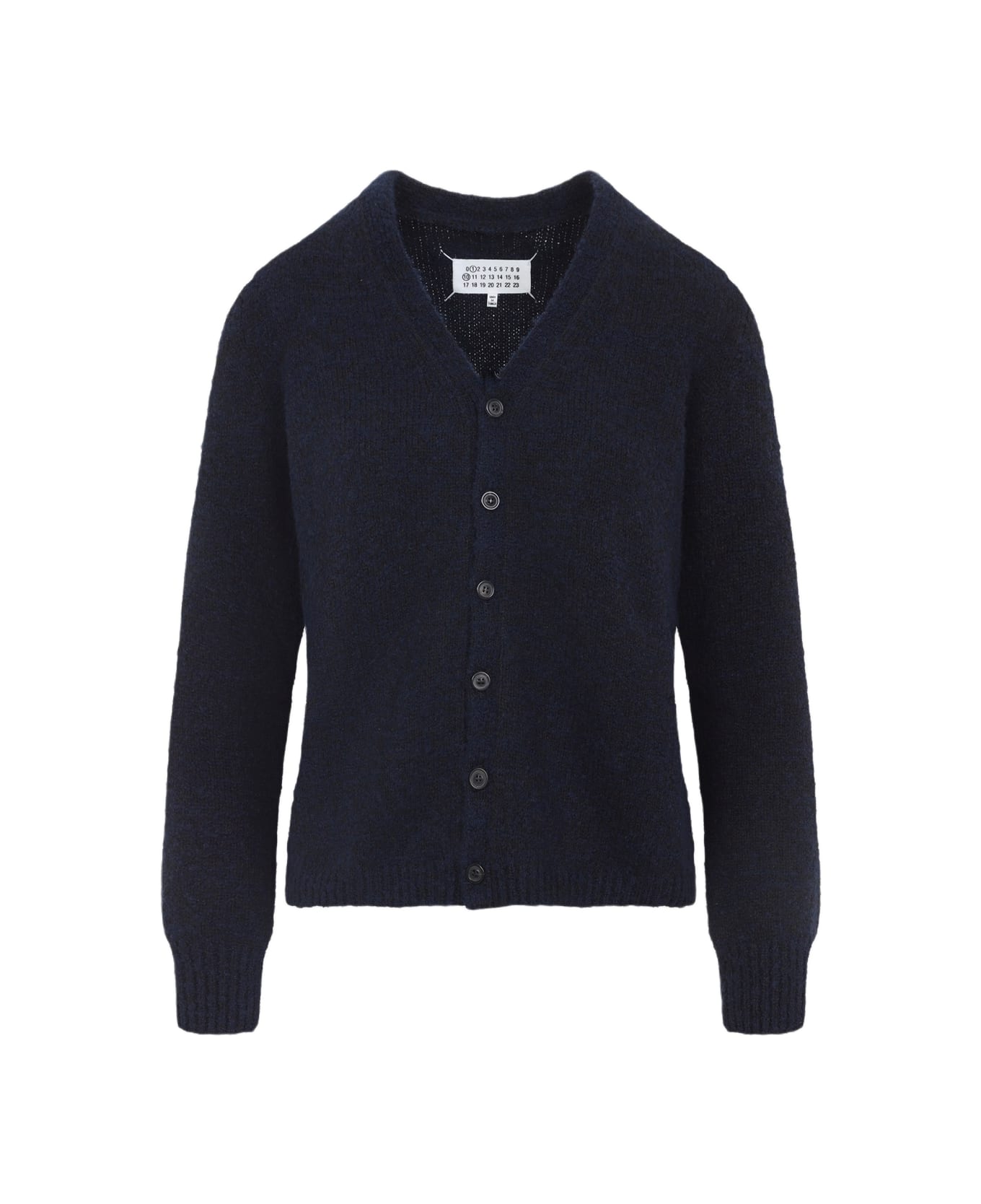 Maison Margiela Virgin Wool Cardigan - F Navy Dark Brown