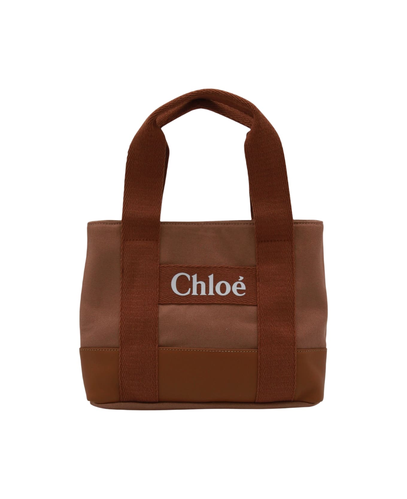 Chloé Beige Cotton Woody Logo Bag - Beige