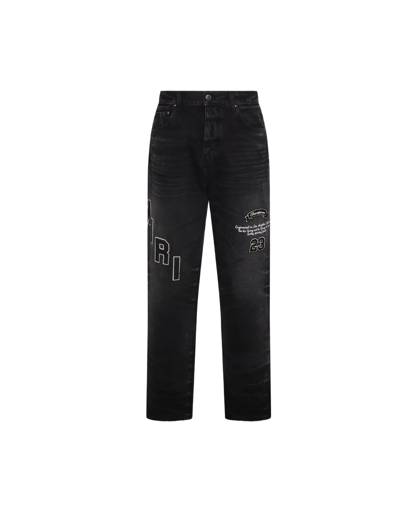 AMIRI Black Straight-leg Jeans With Patches - Black