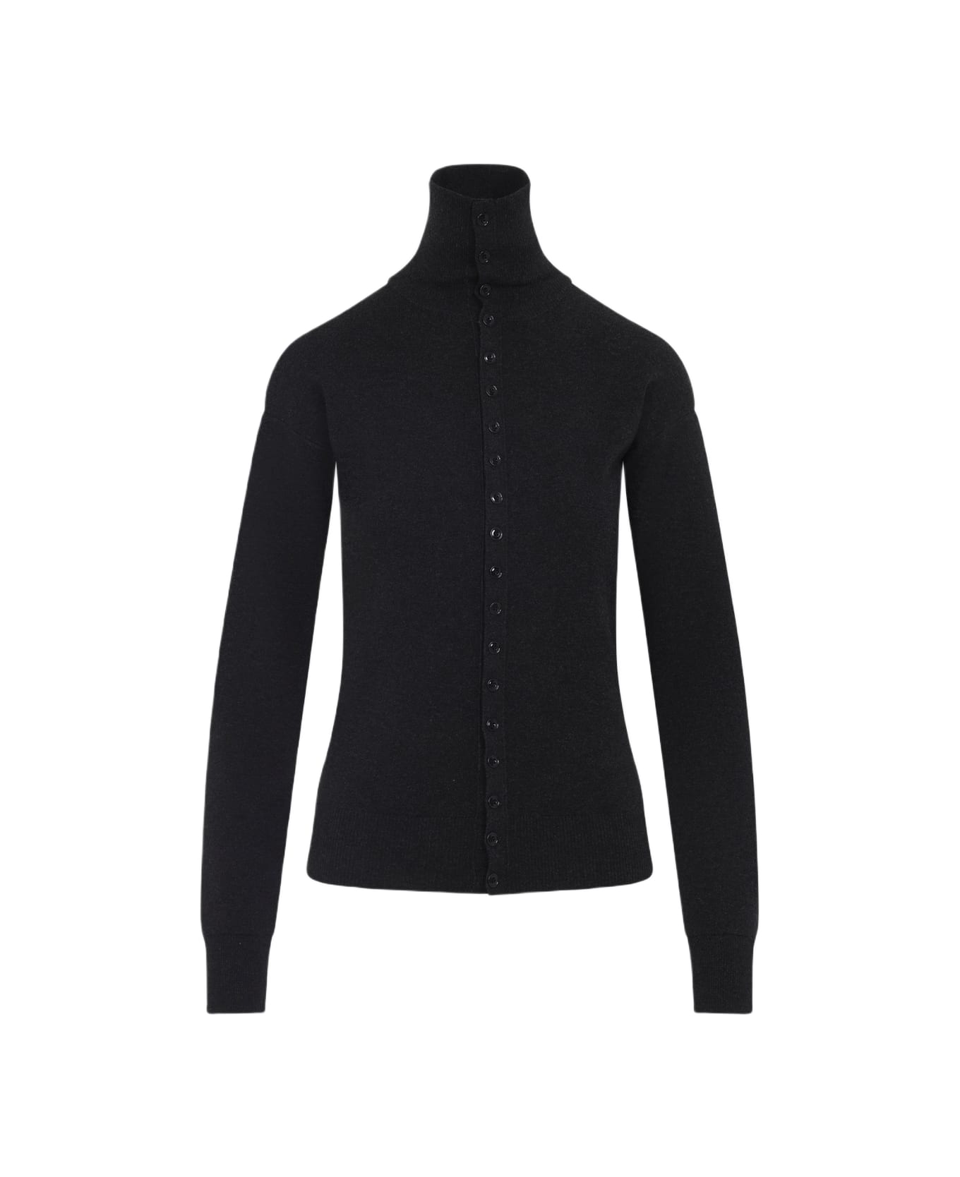Lemaire Buttoned Fitted Cardigan - Anthracite Melange