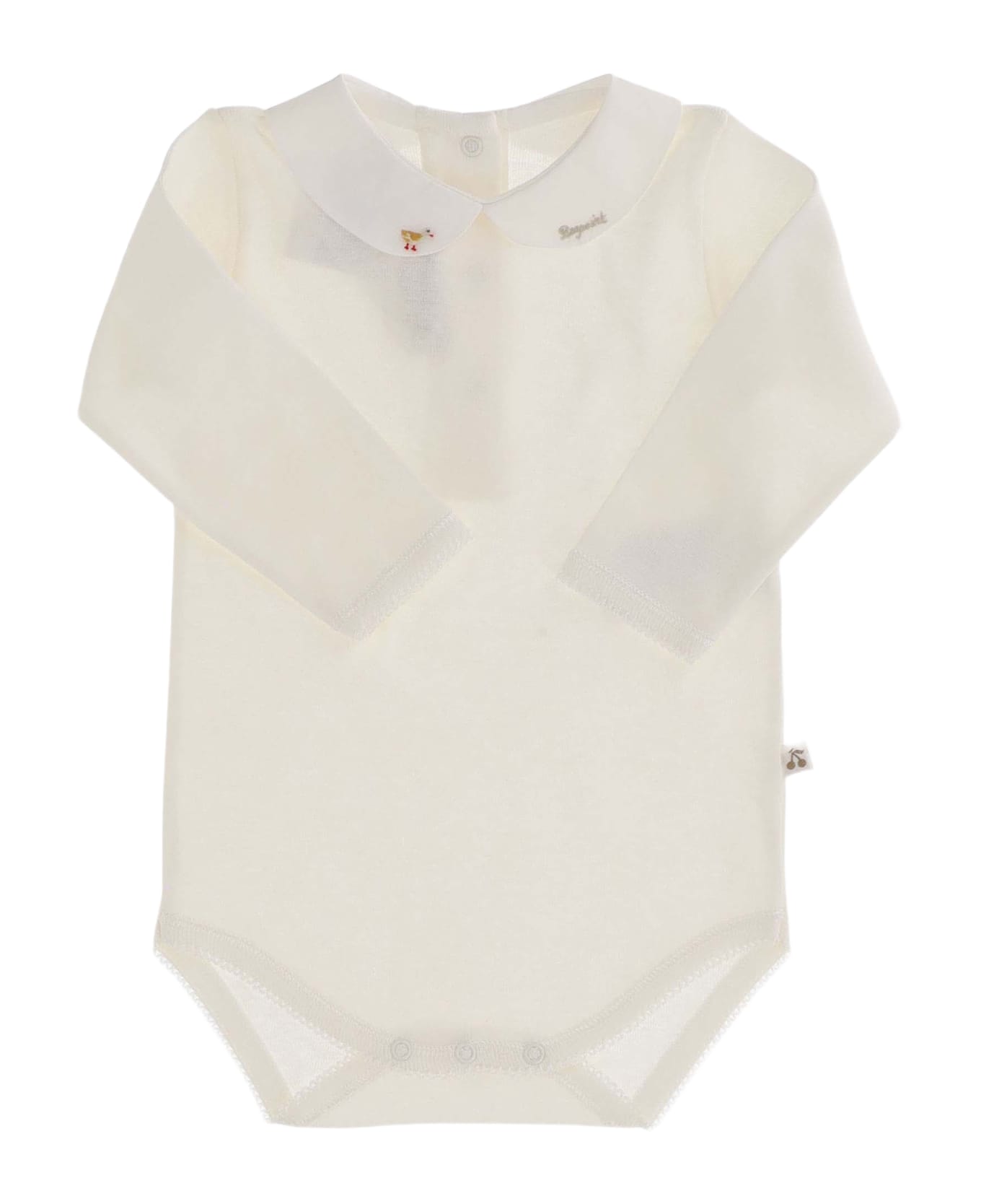 Bonpoint Cotton Bodysuit With Embroidery - White