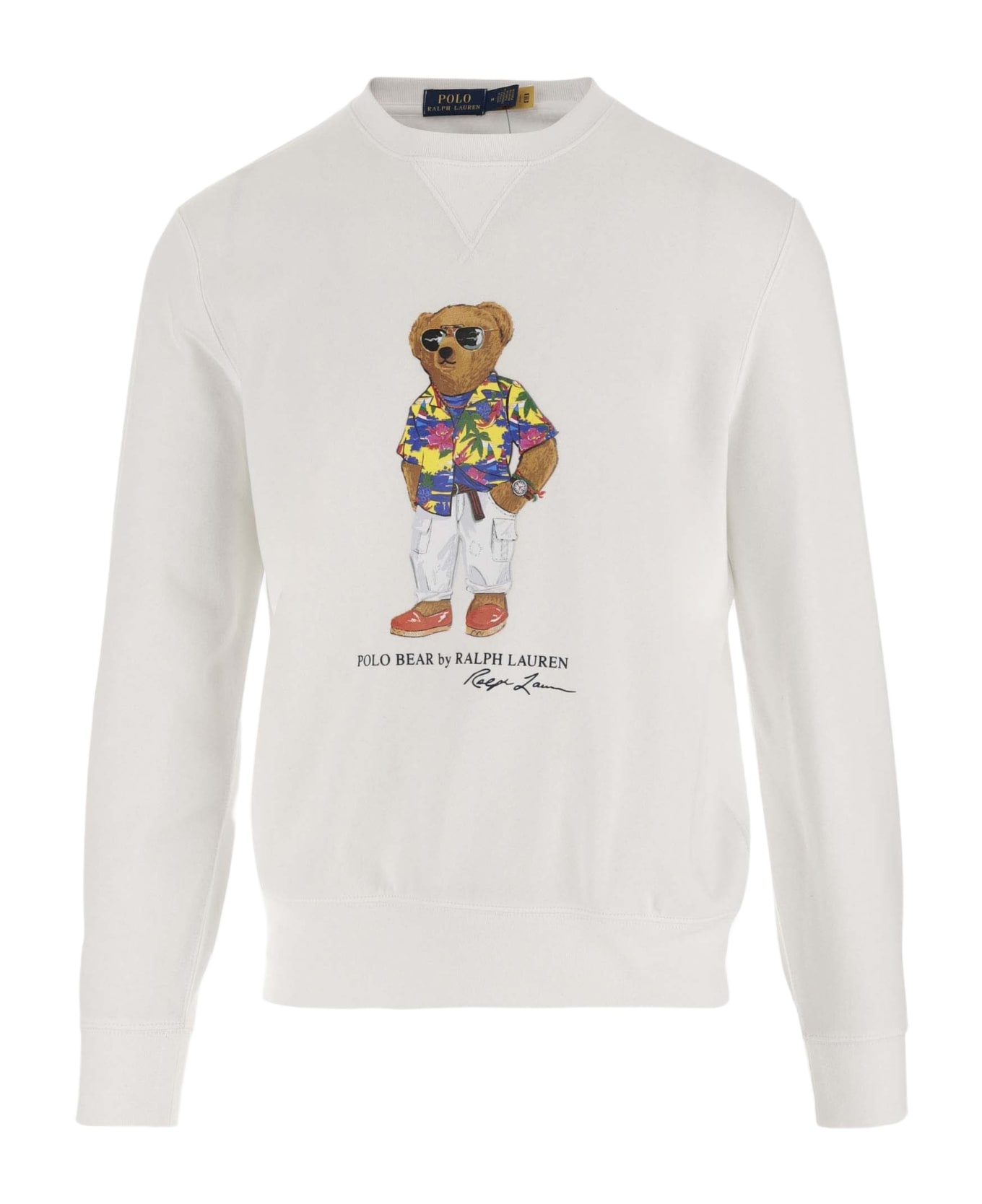 Polo Ralph Lauren Cotton Blend Sweatshirt With Polo Bear Pattern - White