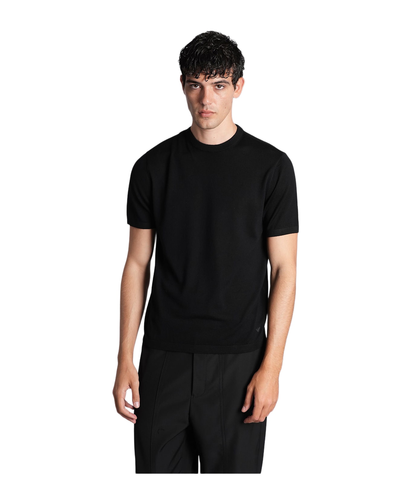 Emporio Armani T-shirt In Black Wool - black