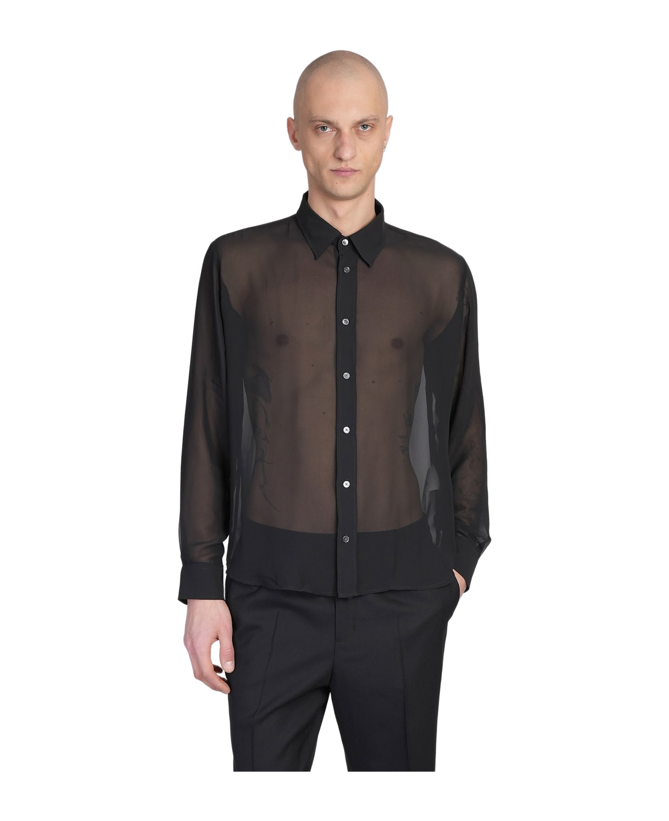 Ami Alexandre Mattiussi Shirt In Black Polyester - black