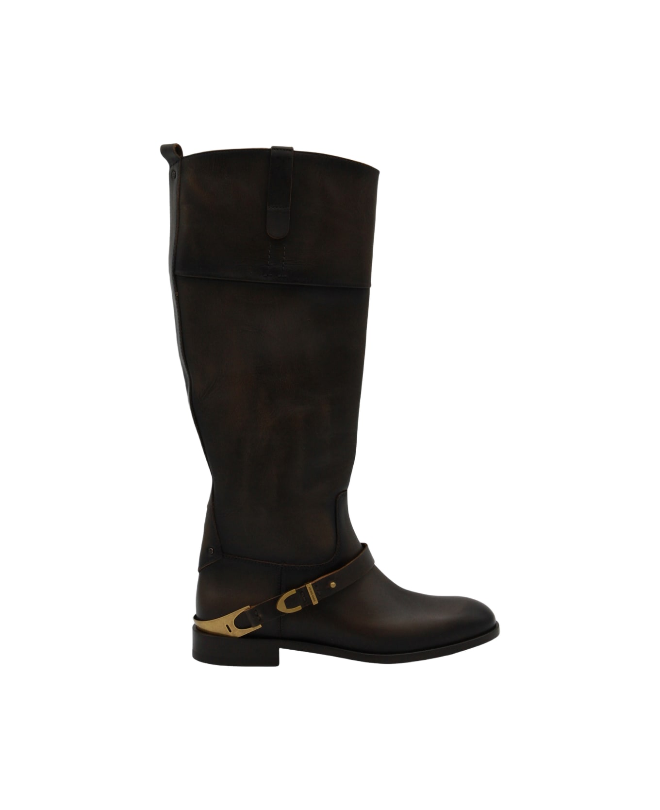 Golden Goose Dark Brown Leather Boots - DARK BROWN/BEIGE