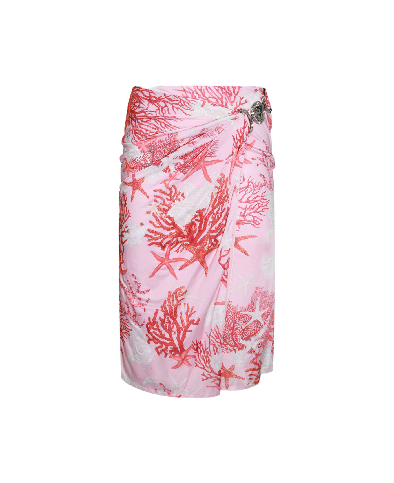 Versace Pink And Whte Viscose Skirt - DUSTY ROSE/CORAL