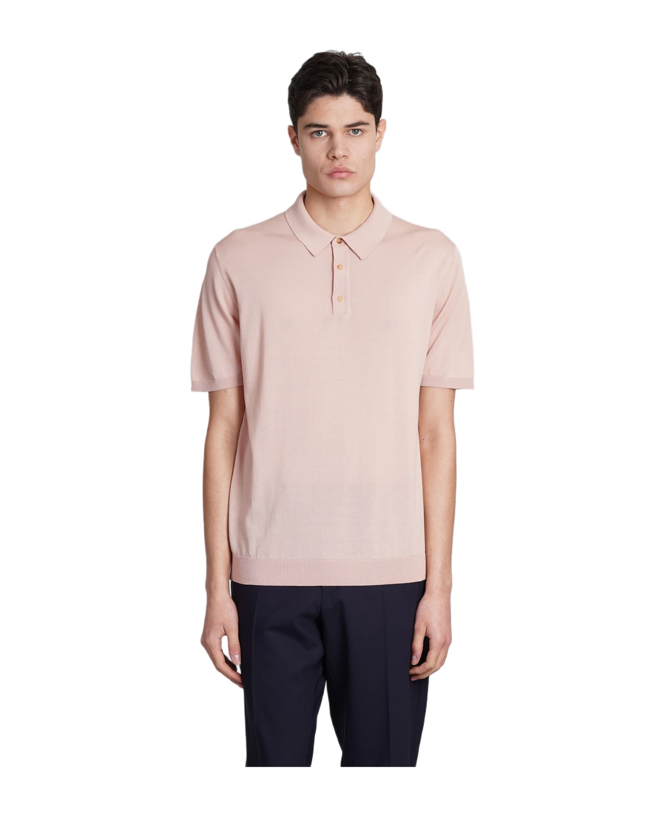 Roberto Collina Polo In Rose-pink Cotton - Rosa ポロシャツ