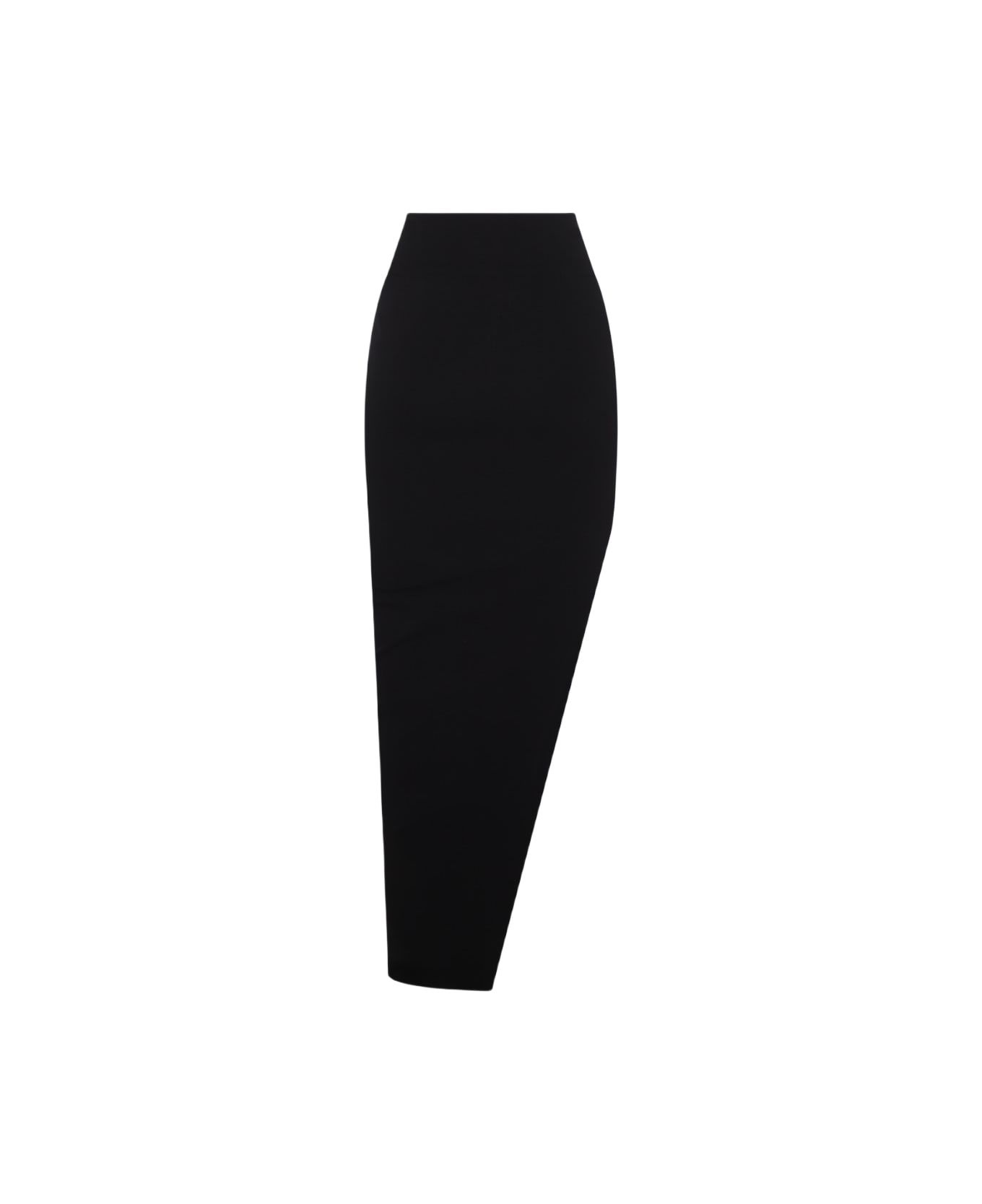 Rick Owens Black Viscose Stretch Asymmetric Skirt - Black