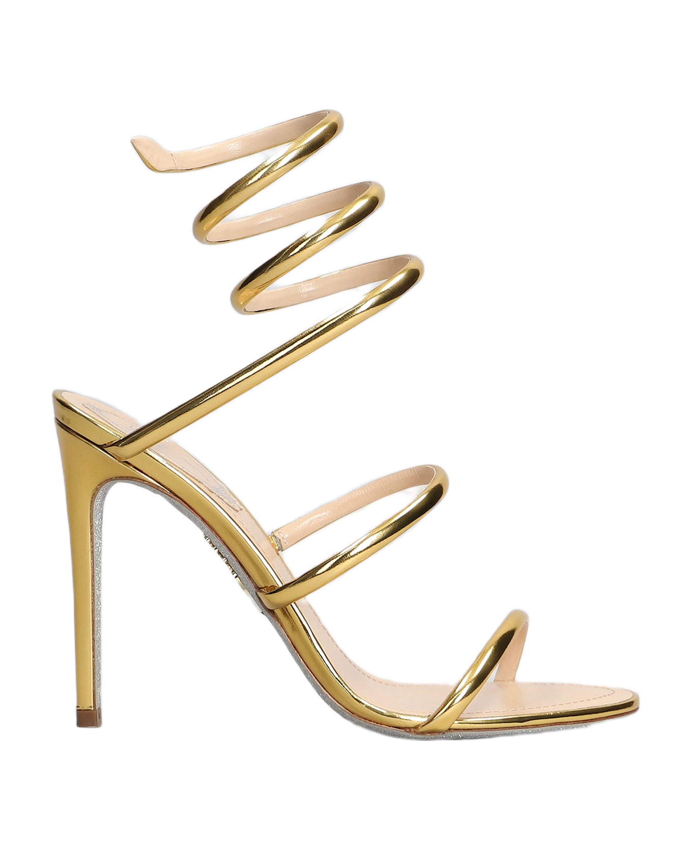 René Caovilla Cleo Metallic Sandals In Gold Leather - gold