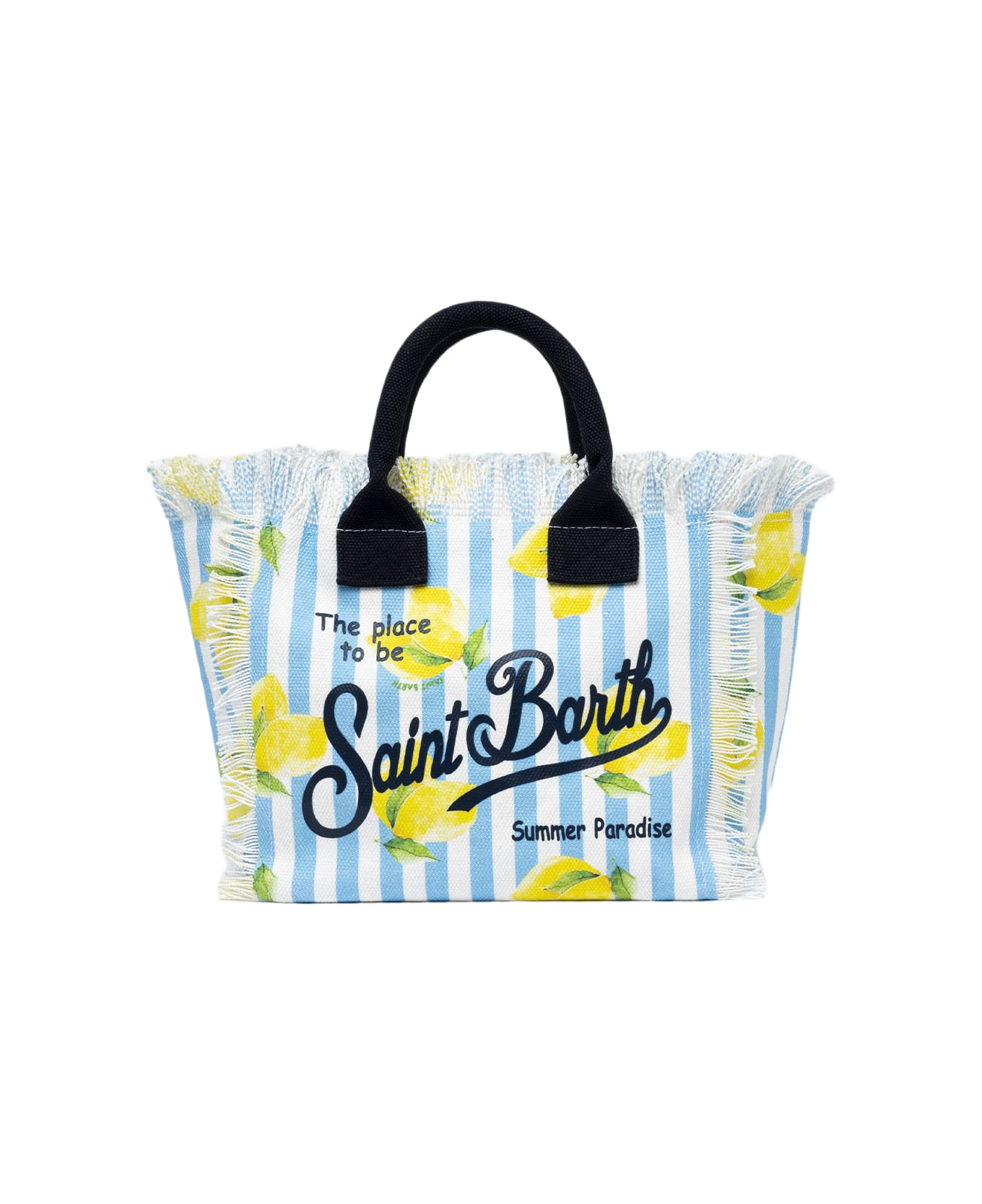 MC2 Saint Barth Striped Cotton Canvas Colette Handbag - SKY