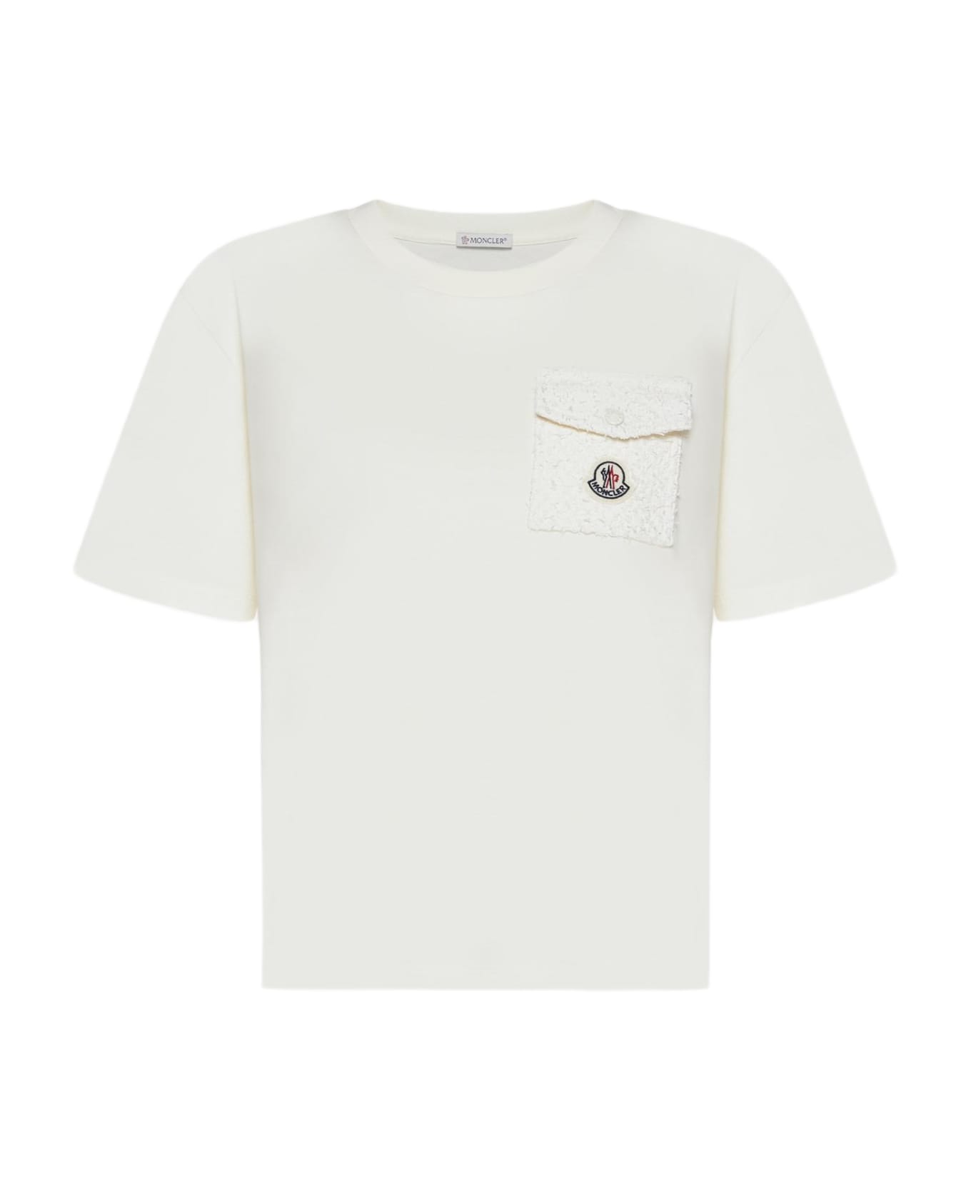 Moncler Chest-pocket Cotton-blend T-shirt - Bianco Tシャツ