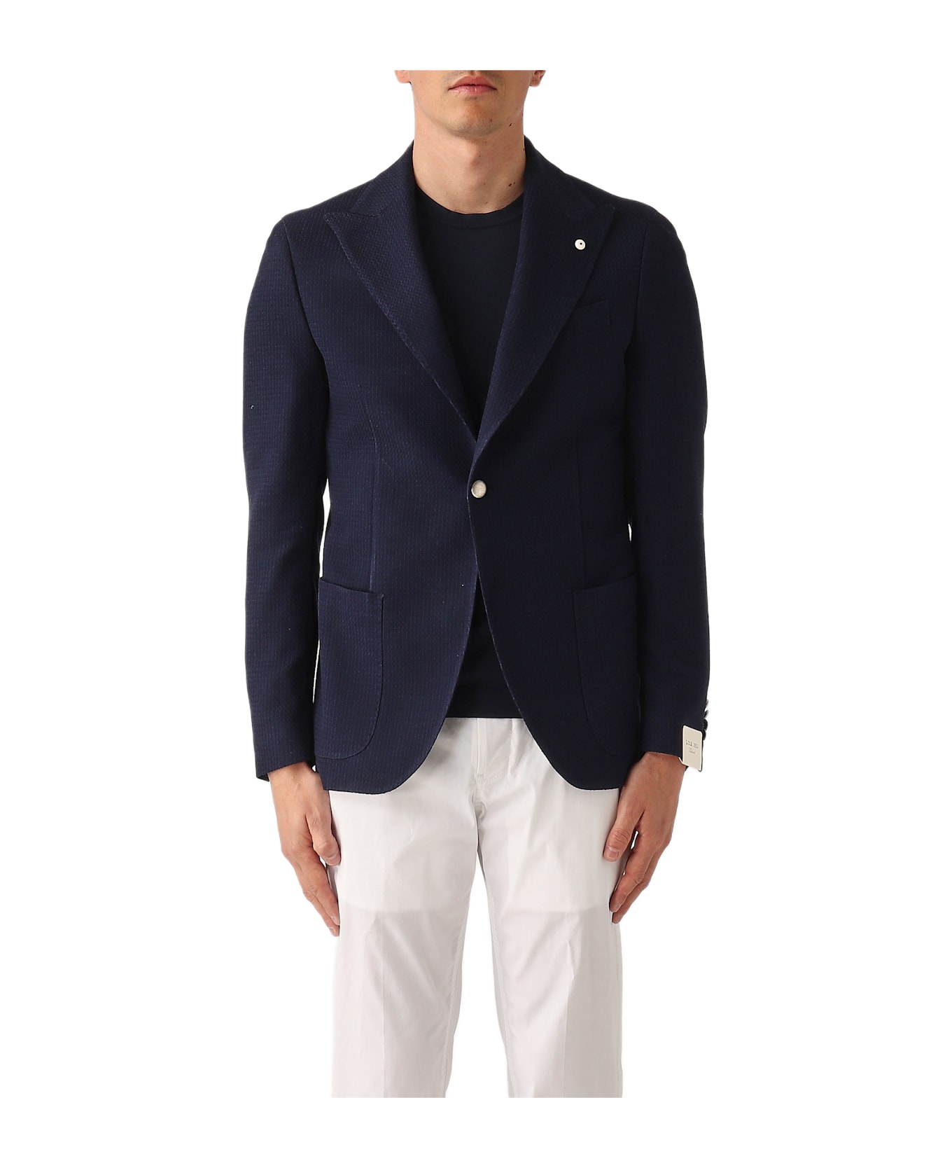 L.B.M. 1911 Rever Lancia Tessuto Micro Operato Blazer - NAVY