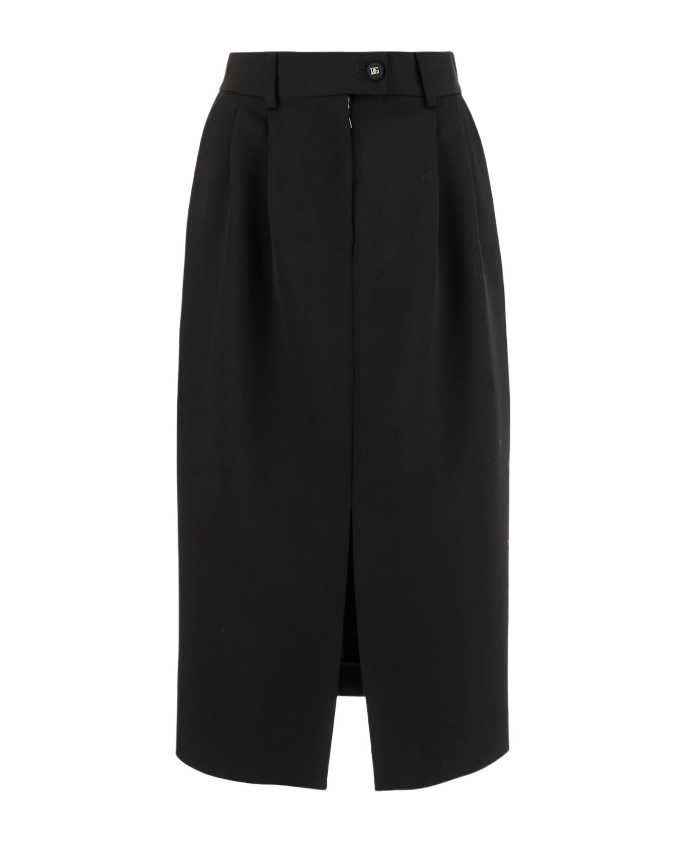 Dolce & Gabbana Wool Pencil Skirt Longuette - Black
