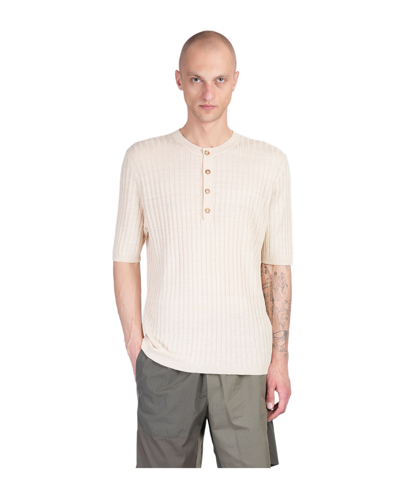 Mauro Grifoni T-shirt In Beige Linen - beige