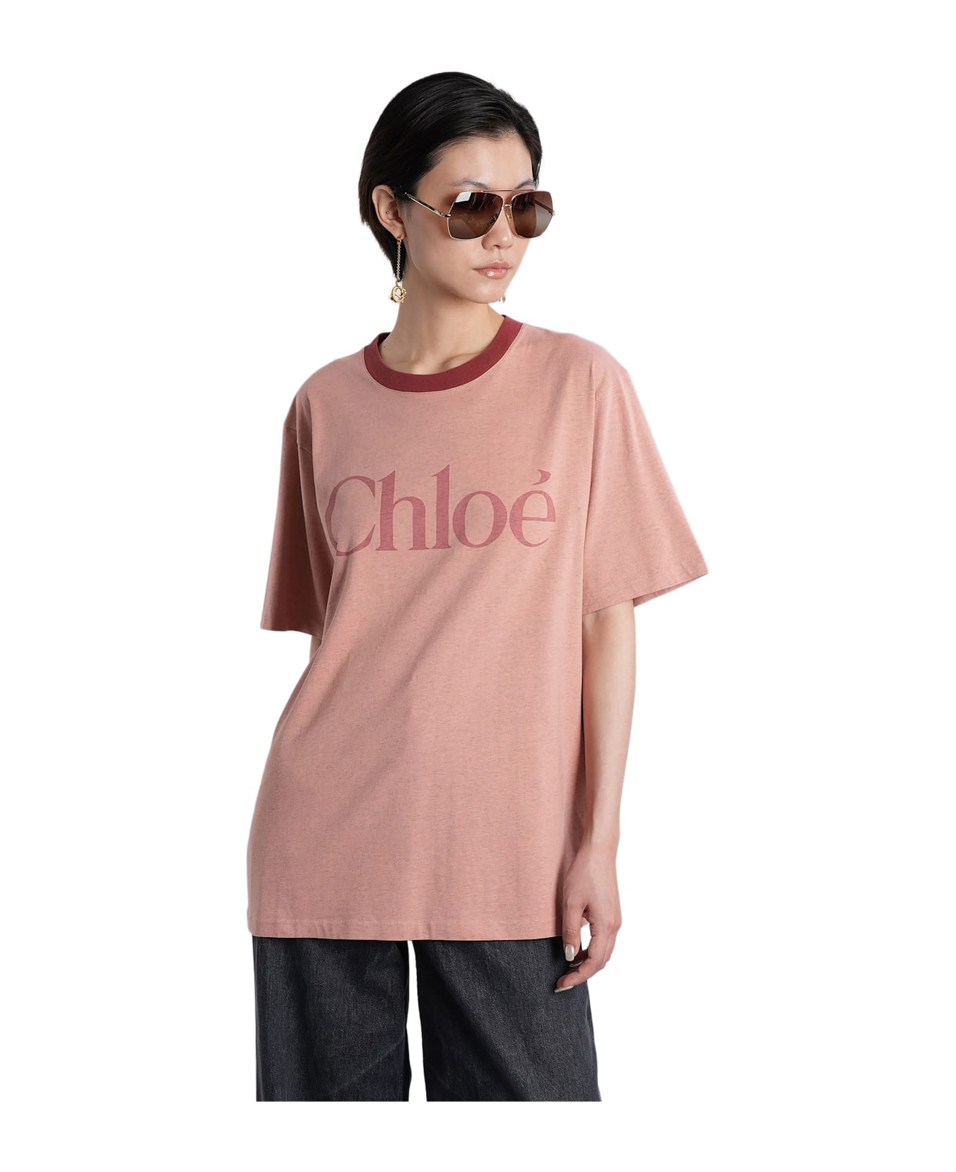 Chloé T-shirt In Rose-pink Cotton - rose-pink