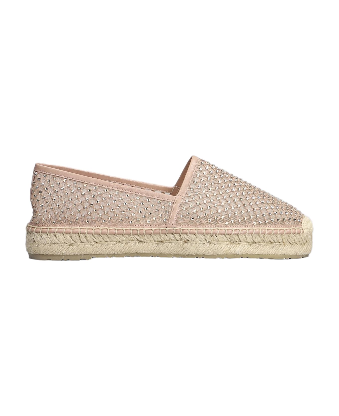 Lola Cruz Carmen Espadrilles In Powder Leather And Fabric - powder