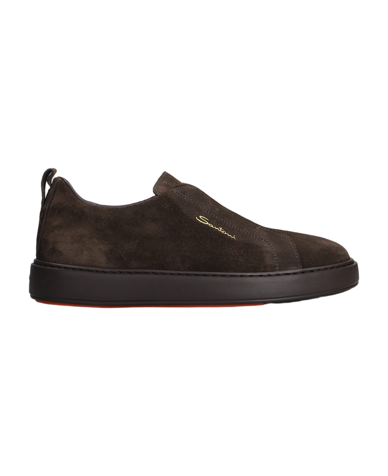 Santoni Laceless Sneakers In Suede - brown
