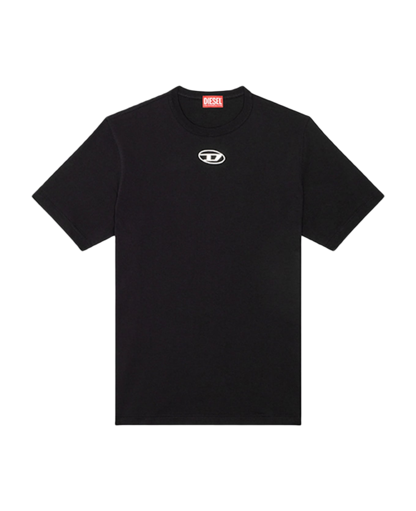 Diesel T-just-od Black cotton t-shirt with Oval-D rubber logo - T Just Od - Nero