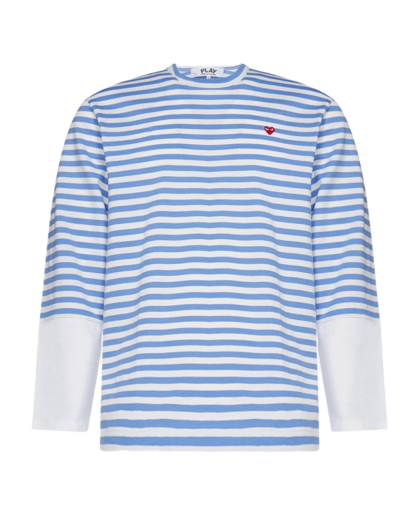Comme des Garçons Logo-patch Striped Cotton T-shirt - Blue/white