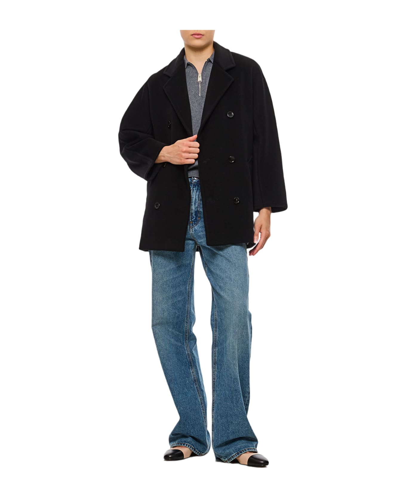 Max Mara Rebus Double Breasted Coat - Black