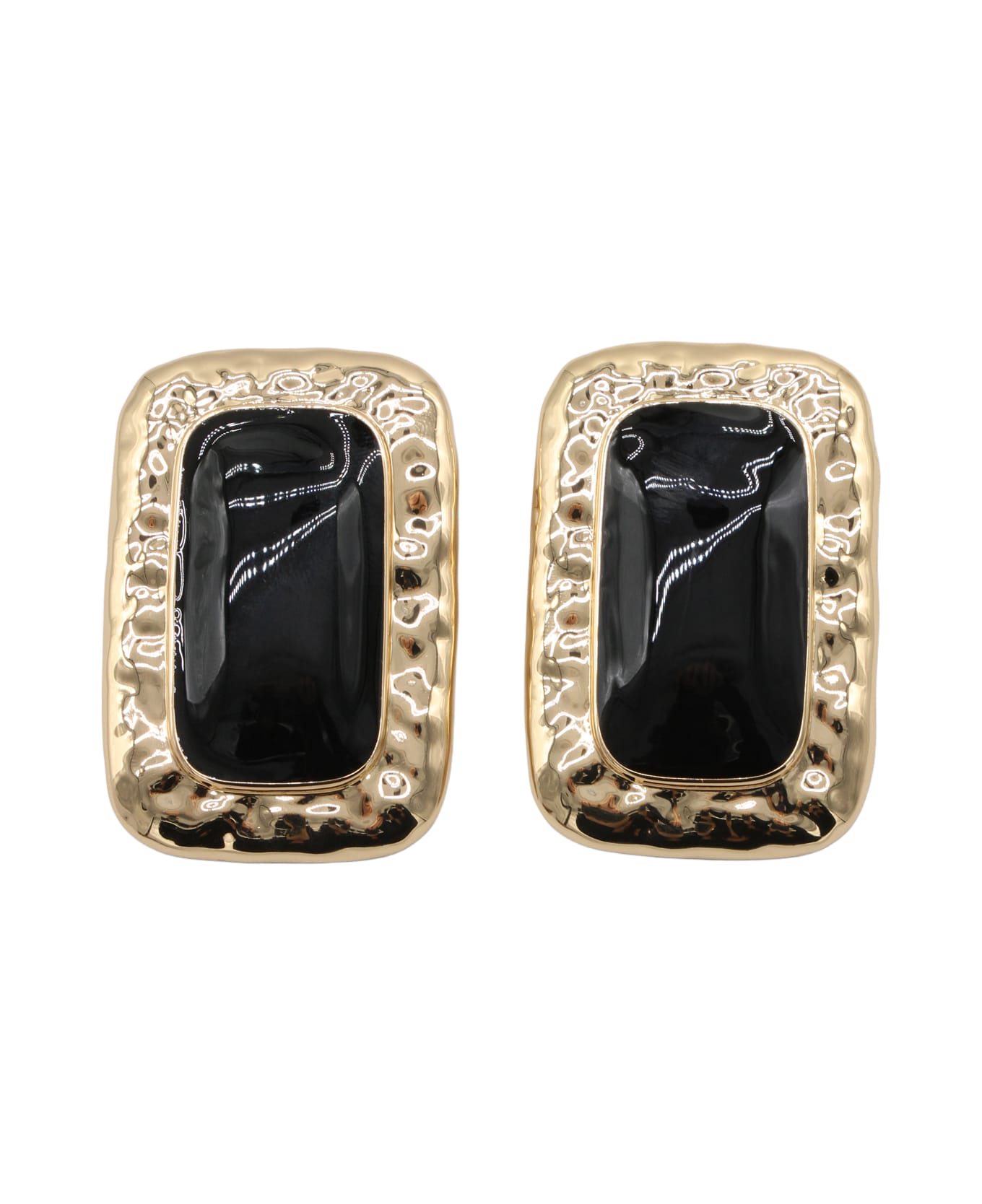 self-portrait Gold And Black Tone Earrings - Golden