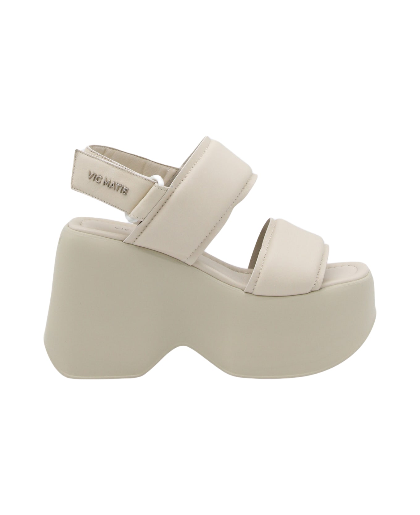 Vic Matié White Leather Platfrom Sandals - Osso