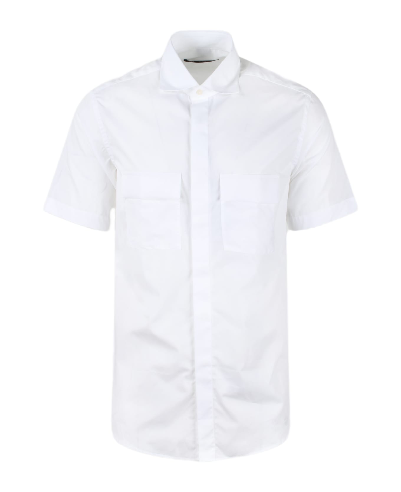 Low Brand Double Pocket Cotton Poplin Shirt - White