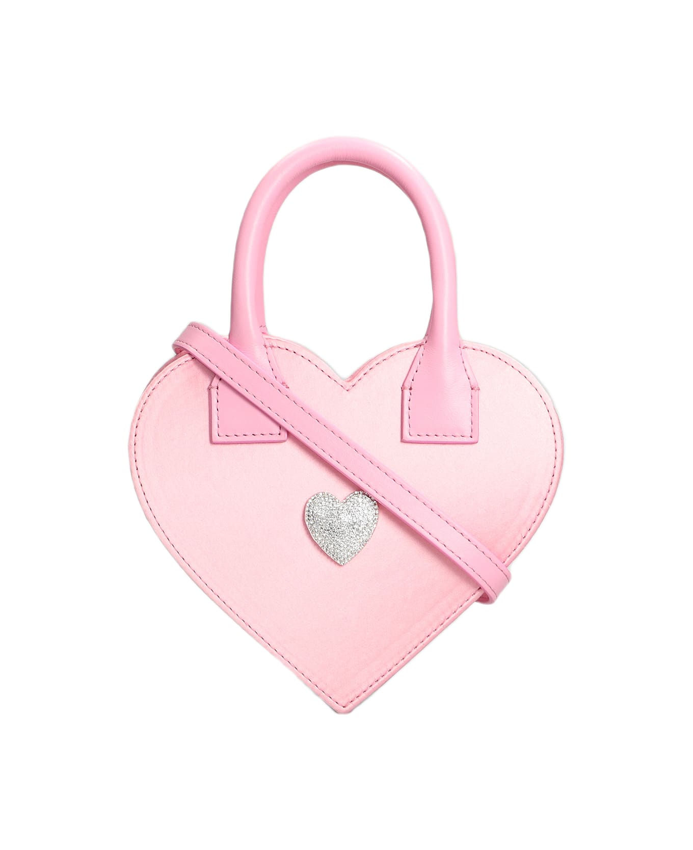 Mach & Mach Heart Shape Hand Bag In Rose-pink Satin - rose-pink