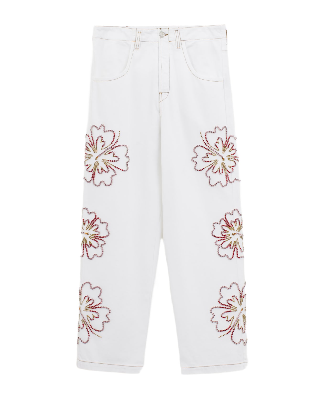 Bluemarble Hibiscus Denim Jeans - white デニム