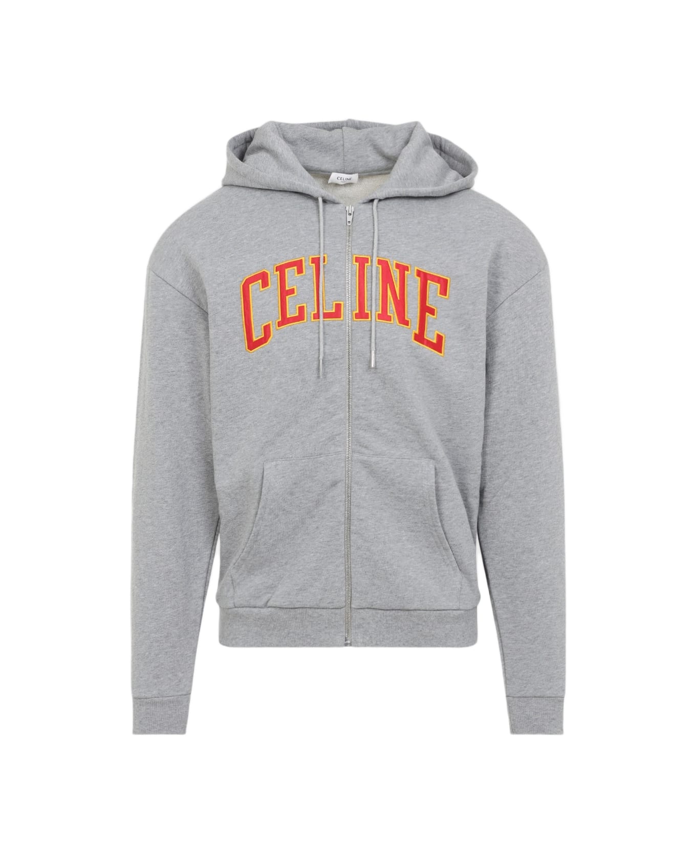Celine Loose Zip Up Hoodie - Grey Melange Burgundy