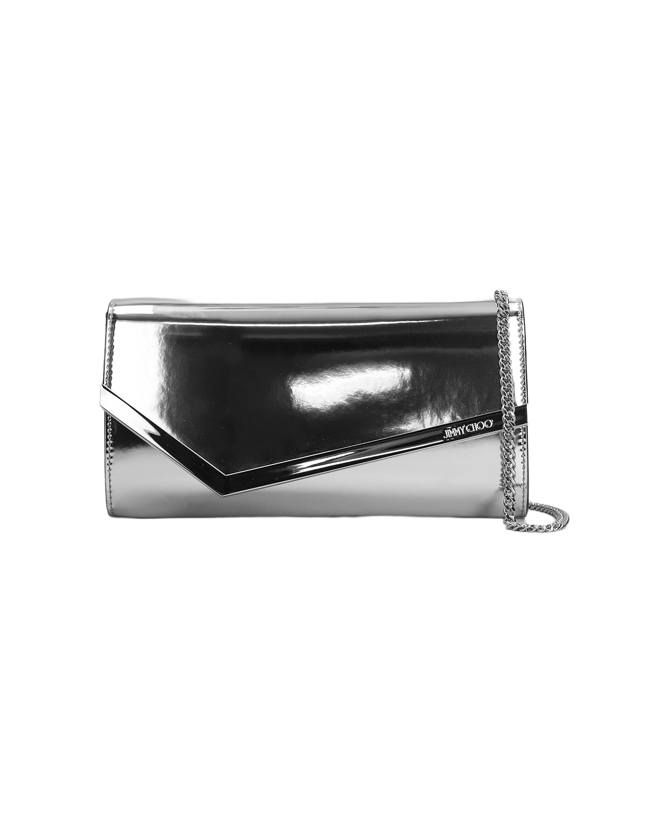 Jimmy Choo Emmie Clutch In Silver Leather - silver