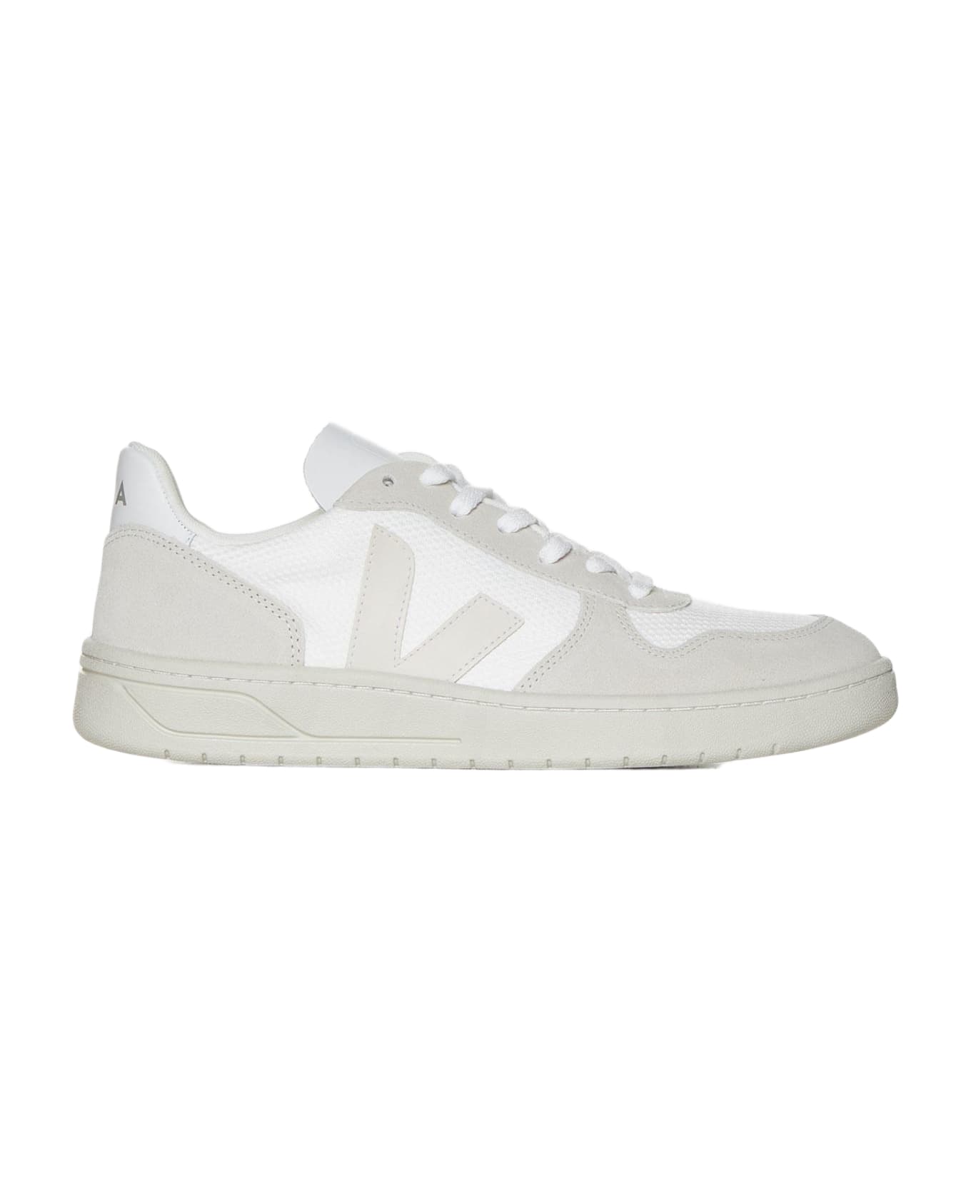 Veja V-10 Mesh And Suede Sneakers - White