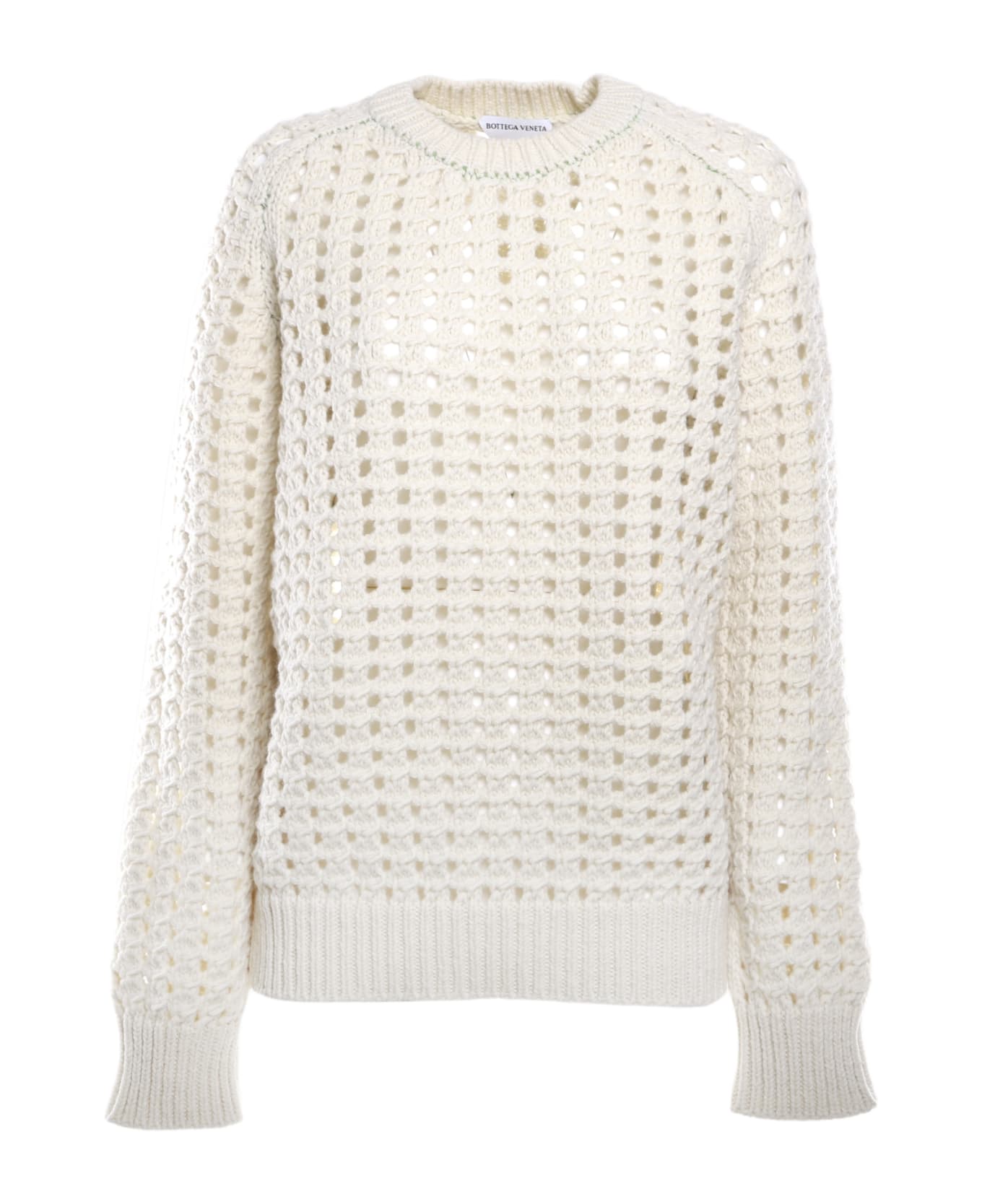 Bottega Veneta Wool Sweater With Perforated Details - Chalk