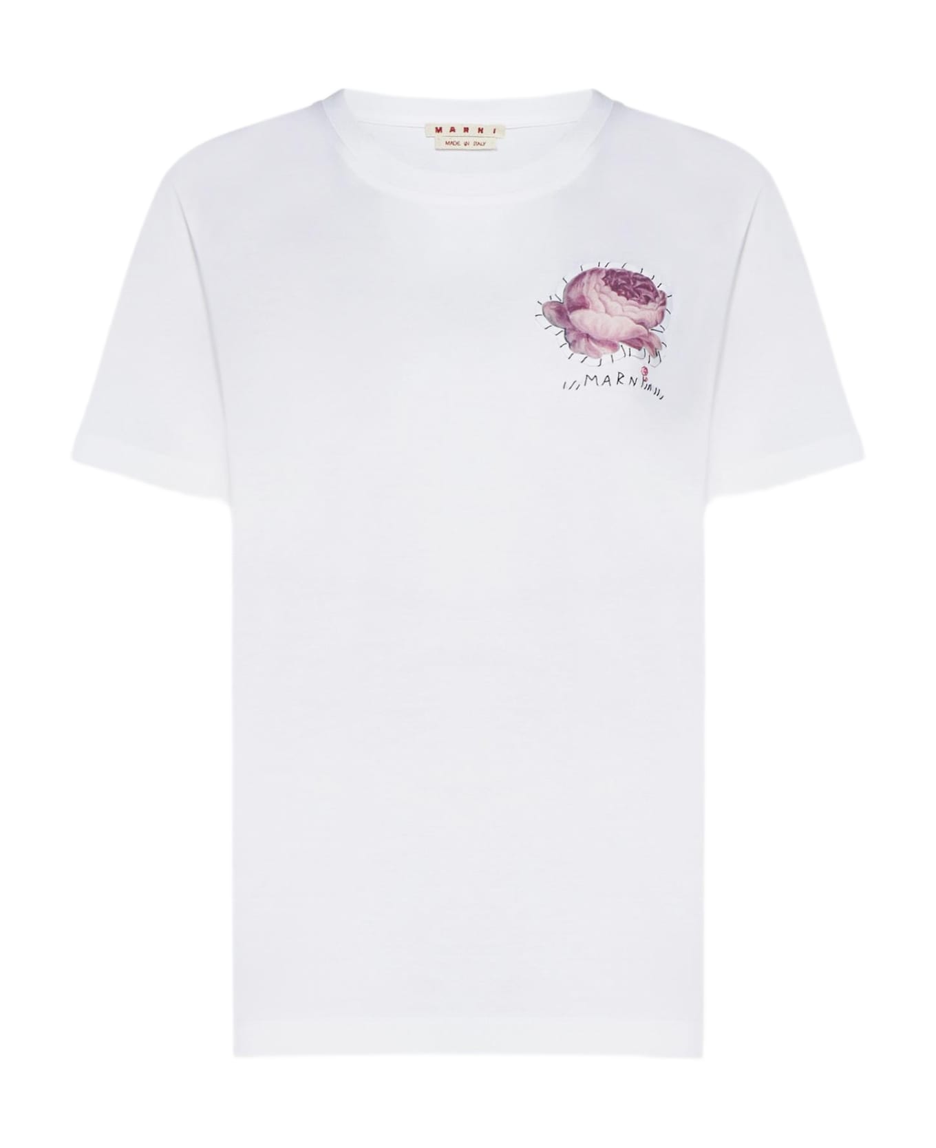 Marni Print Cotton T-shirt - White