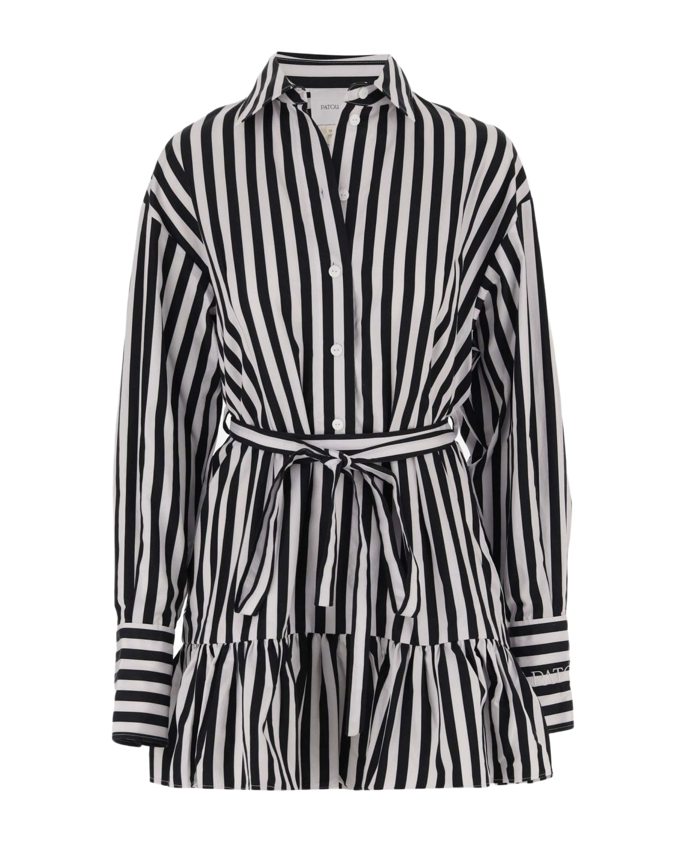 Patou Cotton Dress With Striped Pattern - BLACK SMALL