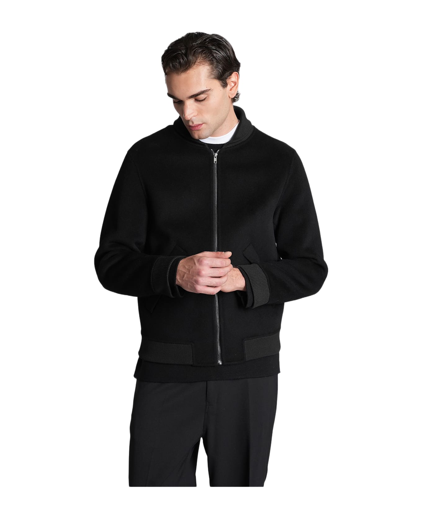 Mauro Grifoni Bomber Jacket In Black Wool - black