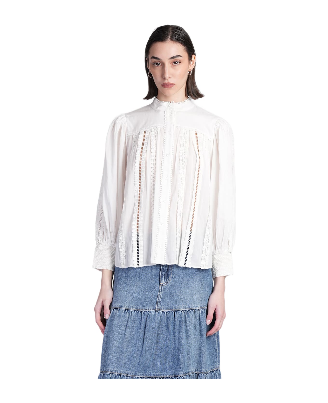 Alice + Olivia Cora Blouse In White Cotton - White
