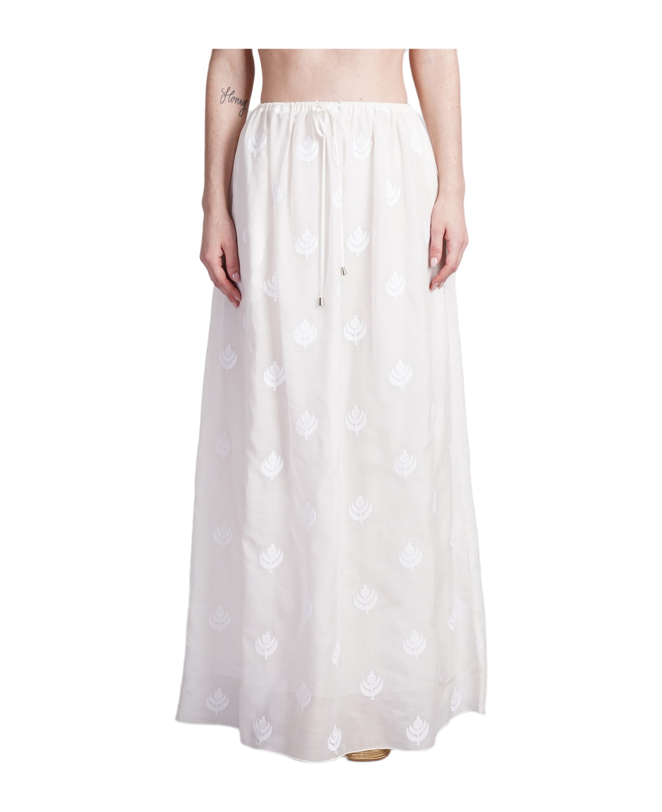 Holy Caftan Gown Lev Skirt In White Cotton - white スカート