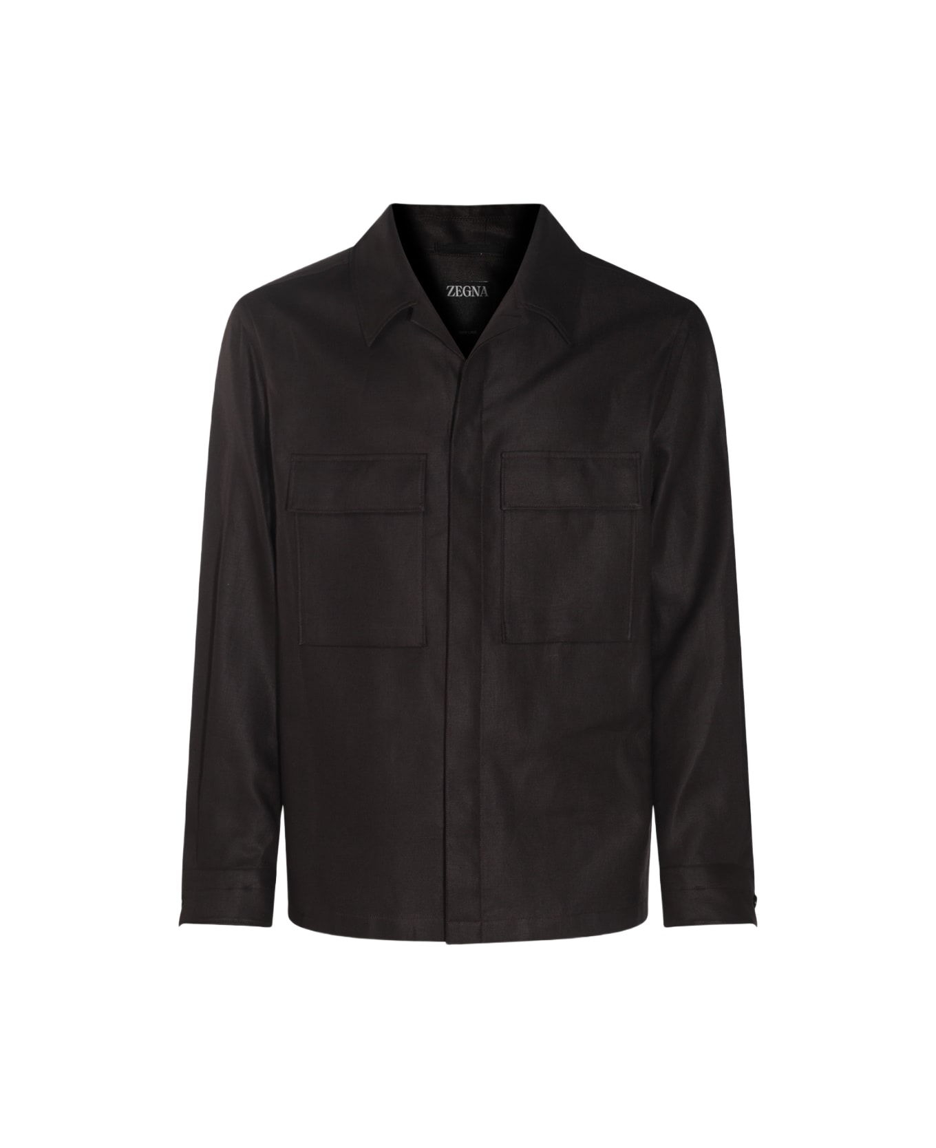 Zegna Black Linen Casual Jacket - CIOCCOLATO