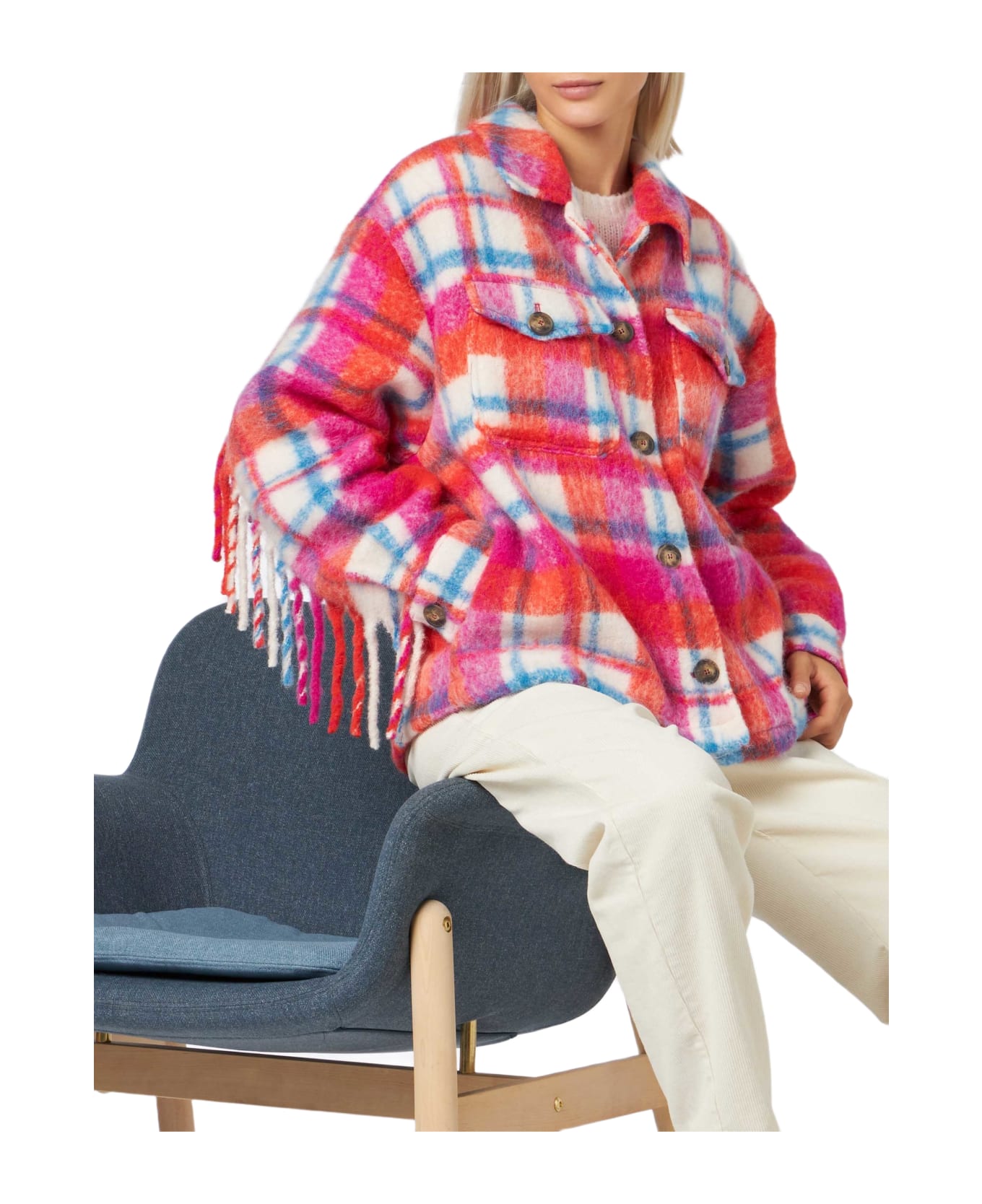 MC2 Saint Barth Woman Overshirt Jacket With Fringes - MULTICOLOR
