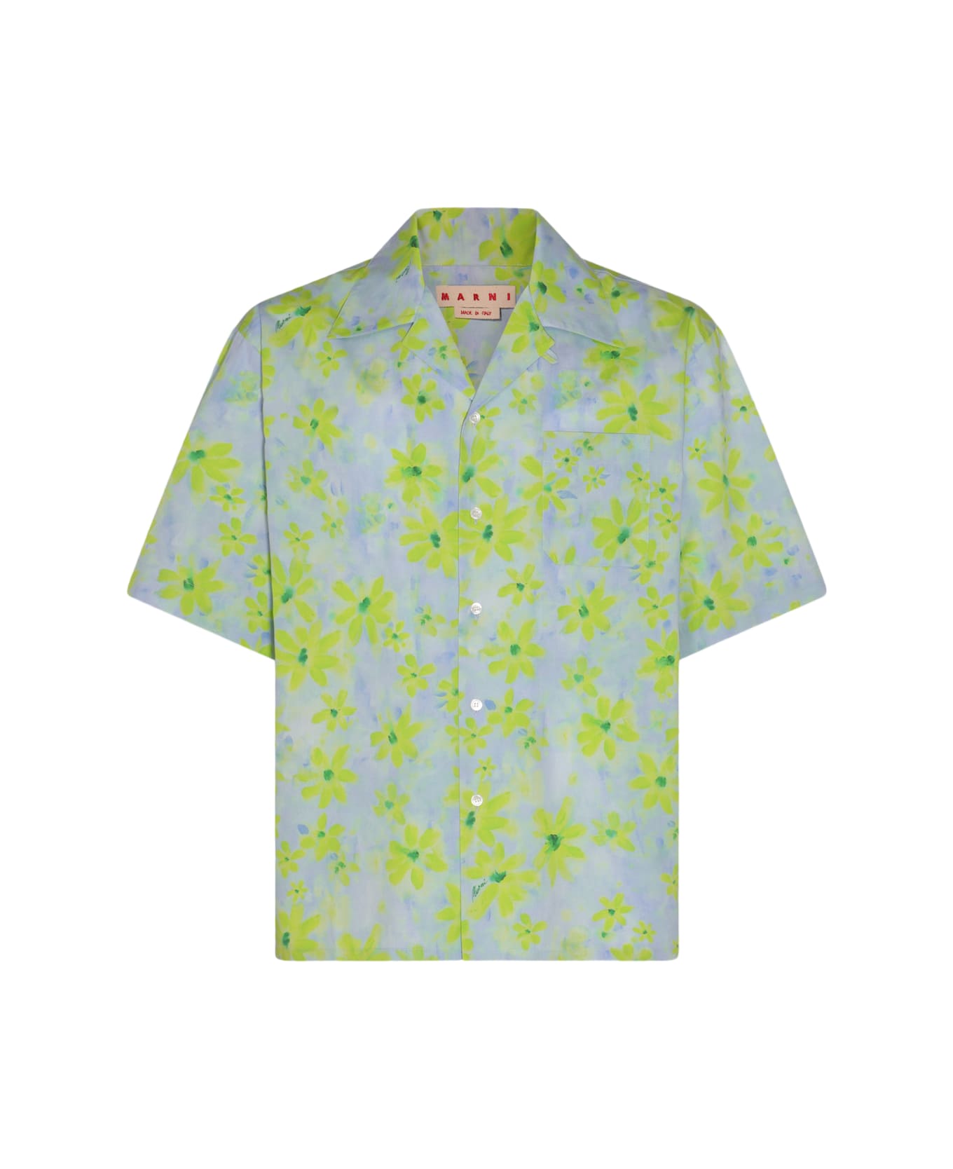 Marni Aquamarine And Green Cotton Shirt - AQUAMARINE