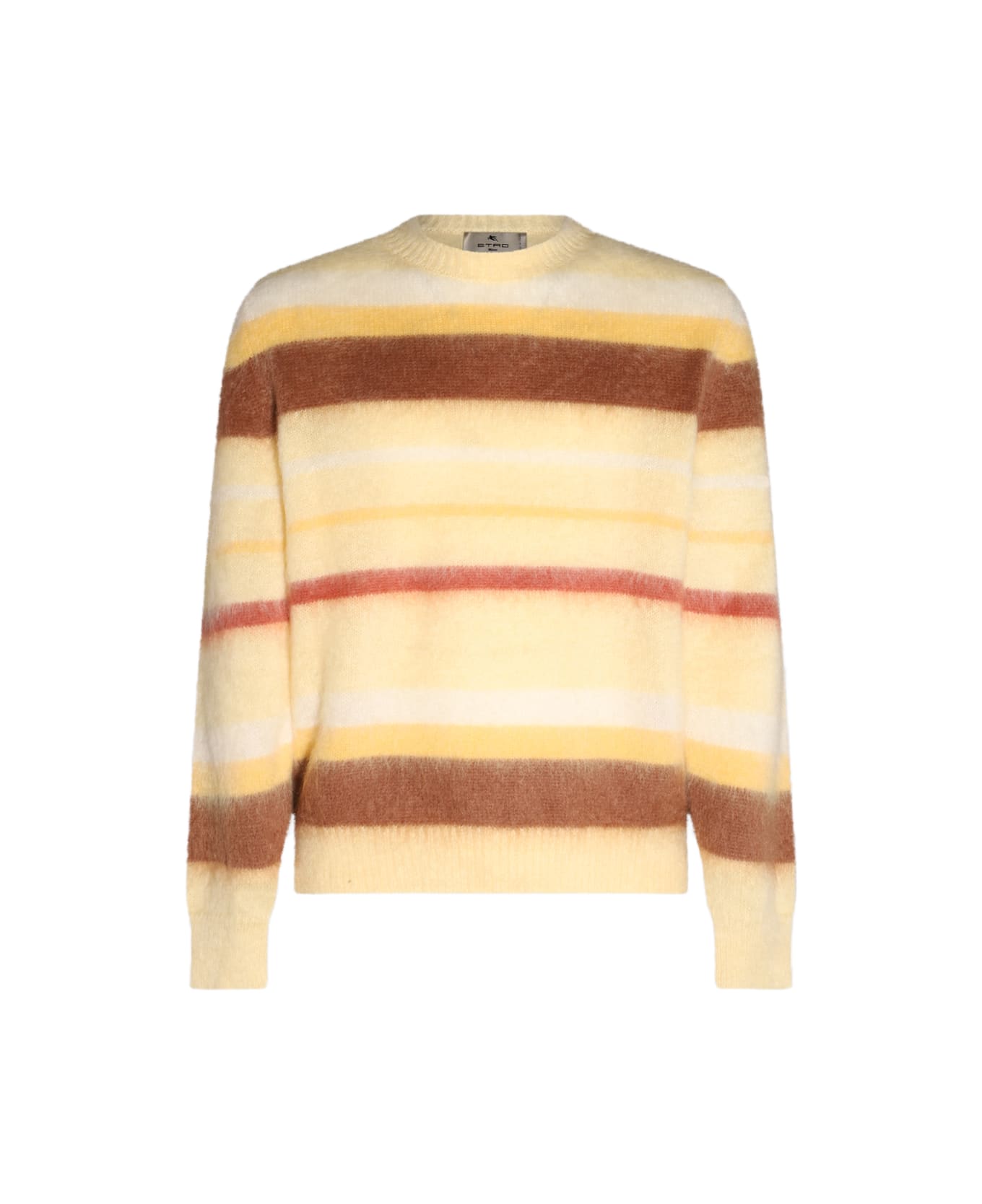 Etro Cream Mohair And Wool Blend Stripe Sweater - White